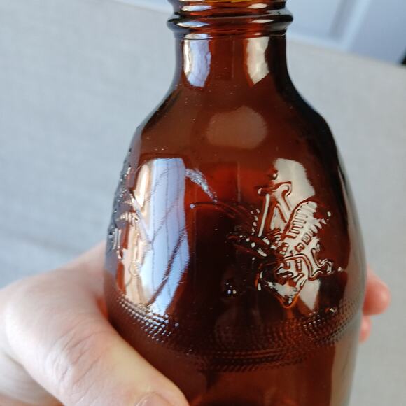VTG 1960s Anheuser Busch amber brown glass empty bottle Eagle A embossed 6.5"H - Picture 14 of 14